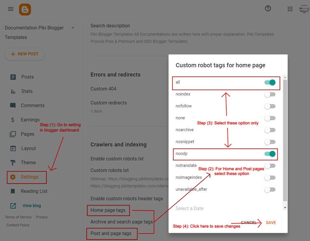 Enable Custom Robots.txt Blogger Enable Custom Robots.txt